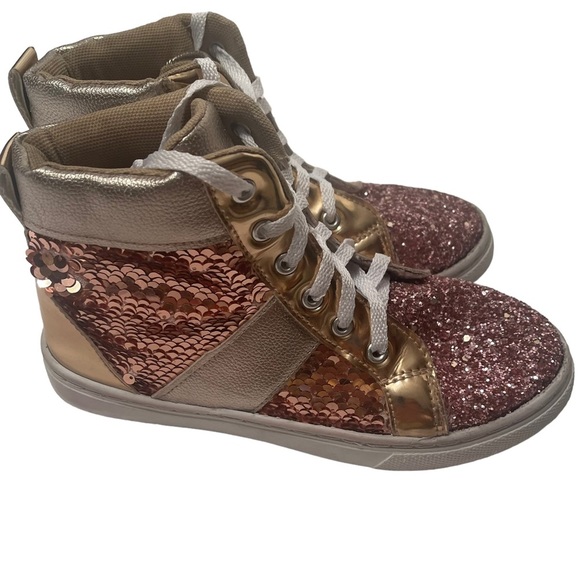 Capelli Rose Gold Glitter Hi Top Sneakers Size 3 - Picture 5 of 6